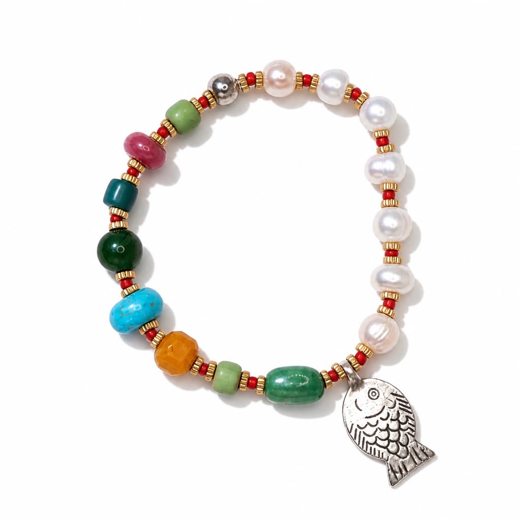Freshwater Pearl & Fish Bracelet